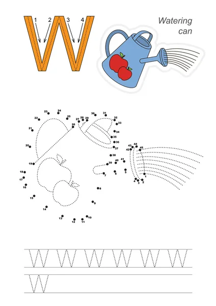 Chiffres jeu pour la lettre W — Image vectorielle