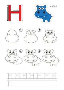 Çizim öğretici. H harfi için oyun