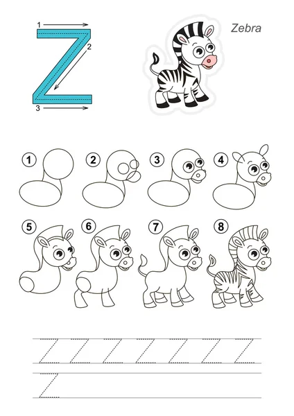 绘图的教程。字母 Z 的游戏 — 图库矢量图片