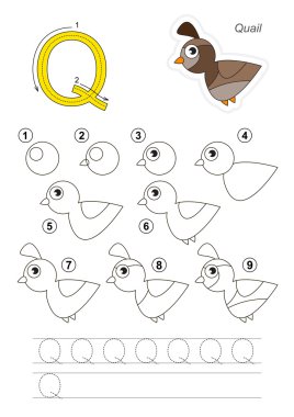 Çizim öğretici. Oyun için harf Q