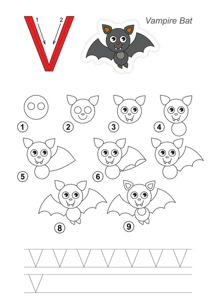 Drawing tutorial. Game for letter V — Wektor stockowy