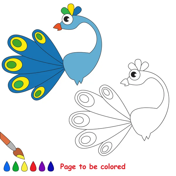 Mavi tavus kuşu karikatür. Renkli sayfa. — Stok Vektör
