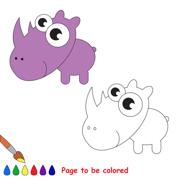 Карикатура на носорога. Страница, которую нужно раскрасить
.