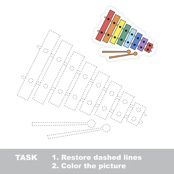 Xylophone to be traced. Vector trace game. — Stock Vector