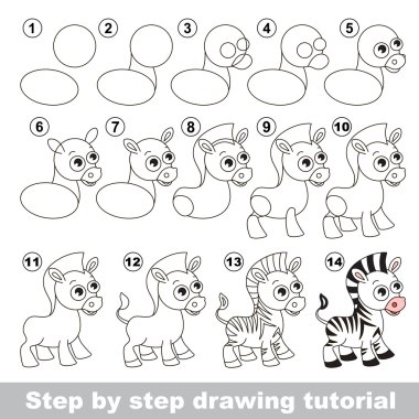 Şirin zebra. Çizim eğitimi.