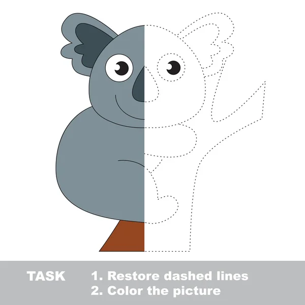 Koala to be colored. Vector trace game. — Stock Vector
