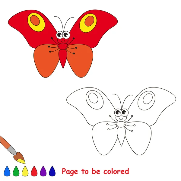 Linda mariposa de dibujos animados. Página a colorear . — Vector de stock