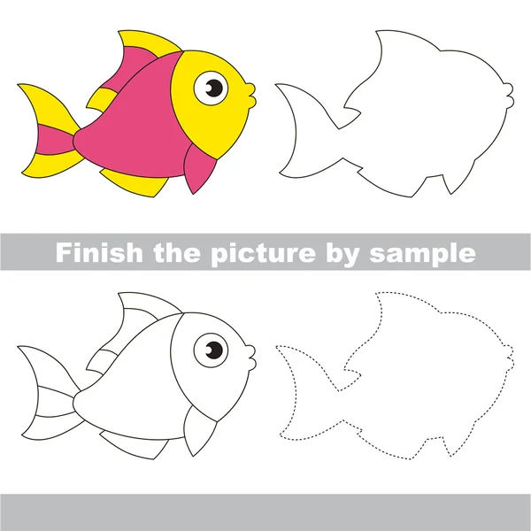 Pink fish. Drawing worksheet. — Stock Vector