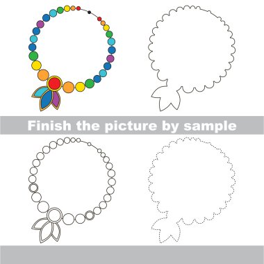 Oyuncak kolye. Çekme çalışma sayfası.