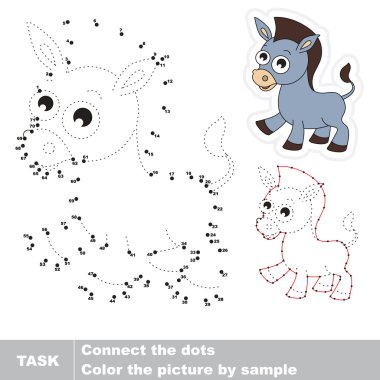 Funney gri eşek. Vektör sayı oyunu.