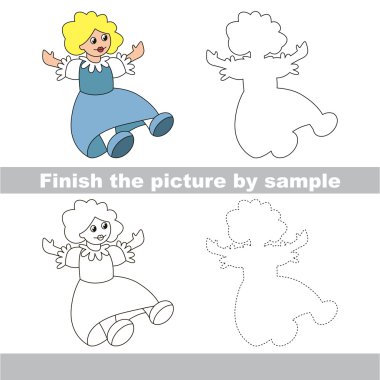 Mavi bebek. Çekme çalışma sayfası.