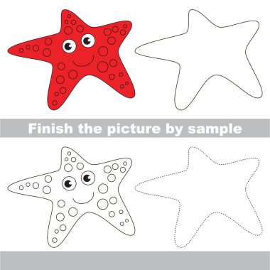 Deniz yıldızı. Çekme çalışma sayfası.