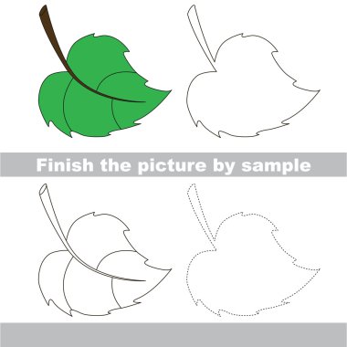 Yeşil yaprak. Çekme çalışma sayfası.