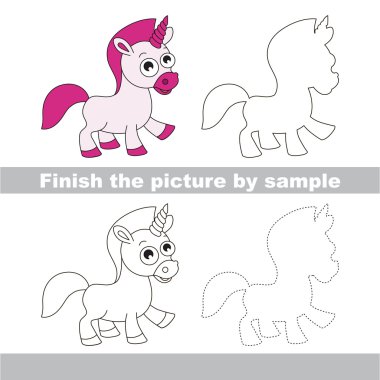 Tek boynuzlu at. Çekme çalışma sayfası.