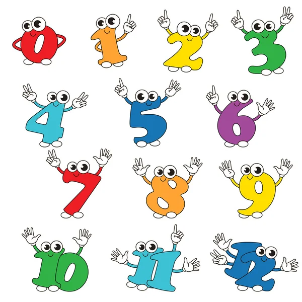 Conjunto de figuras de 0 a 12 conjunto de colores . — Vector de stock