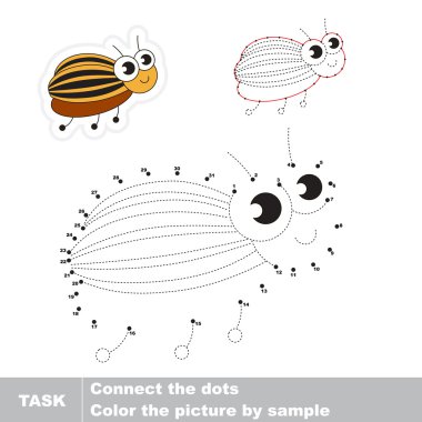Colorado Patates böceği. Vektör sayı oyunu.