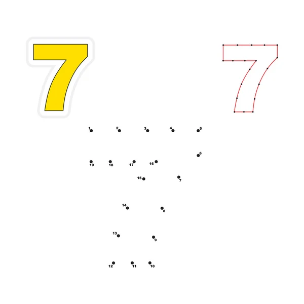 Permainan angka vektor. Titik ke titik. Gambar 7 - Stok Vektor