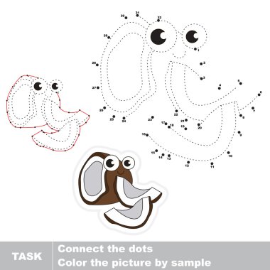 Olgun Hindistan cevizi. Vektör sayı oyunu.