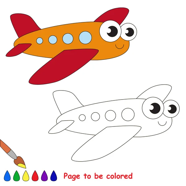 Desenhos animados do avião vermelho. Página a ser colorida . — Vetor de Stock