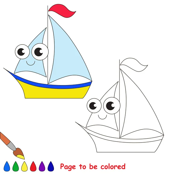 Desenhos animados de barco amarelo. Página a ser colorida . —  Vetores de Stock