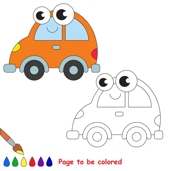 Desenhos animados do carro laranja. Página a ser colorida . — Vetor de Stock