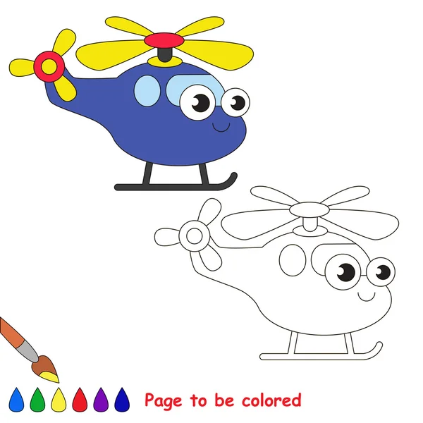 Desenhos animados de helicóptero azul. Página a ser colorida . — Vetor de Stock