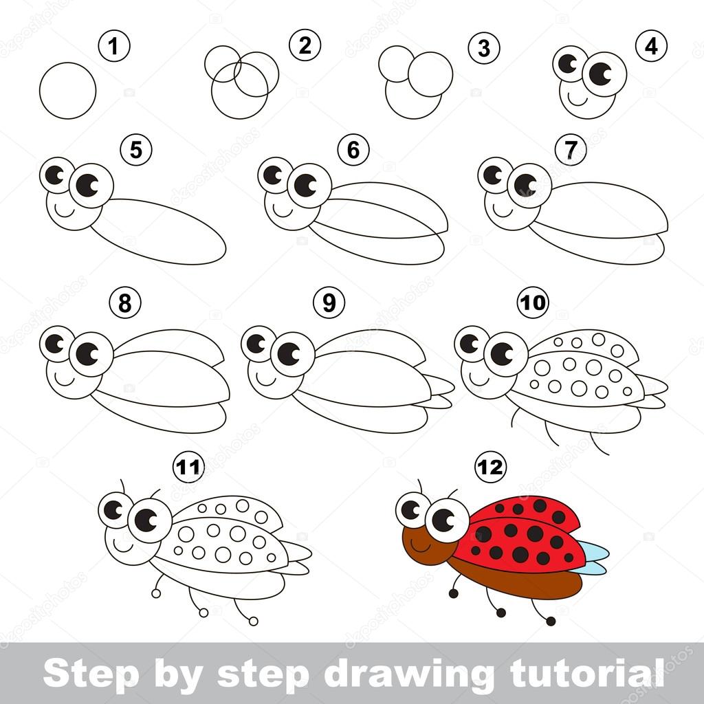 Tutorial de desenho para crianças. nível fácil. folhas de educação. como  desenhar pato