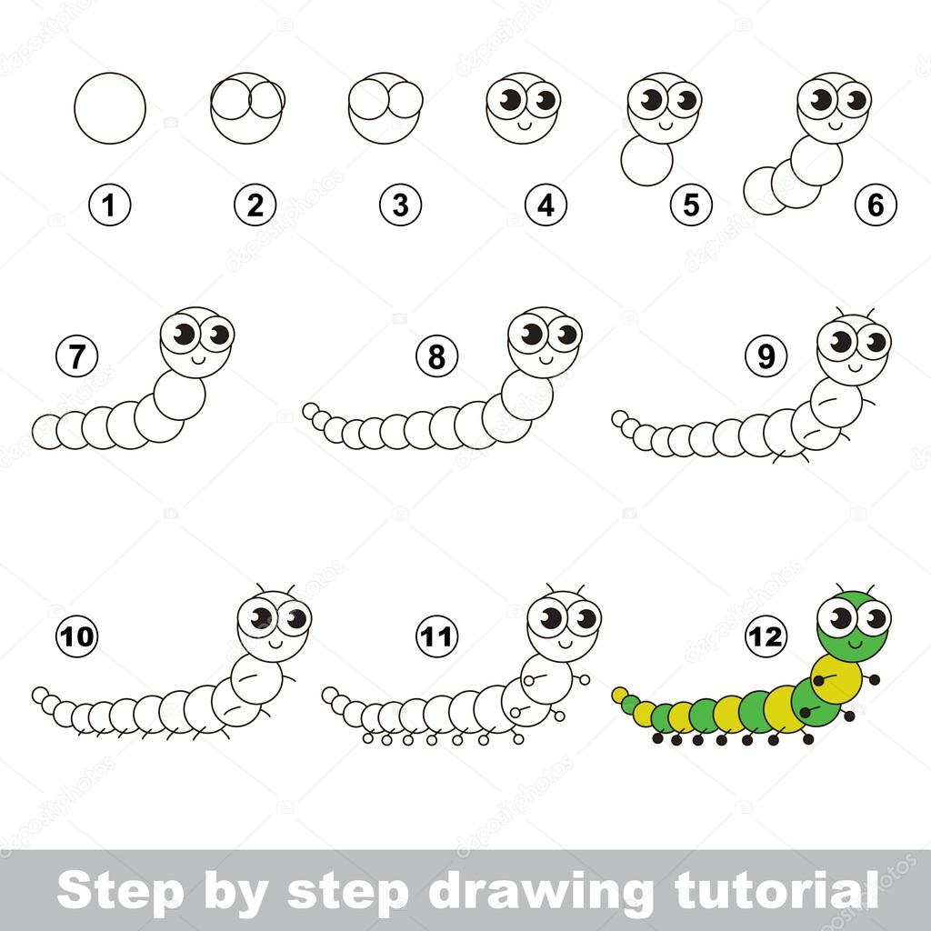 Tutorial de desenho para crianças. nível fácil. folhas de educação