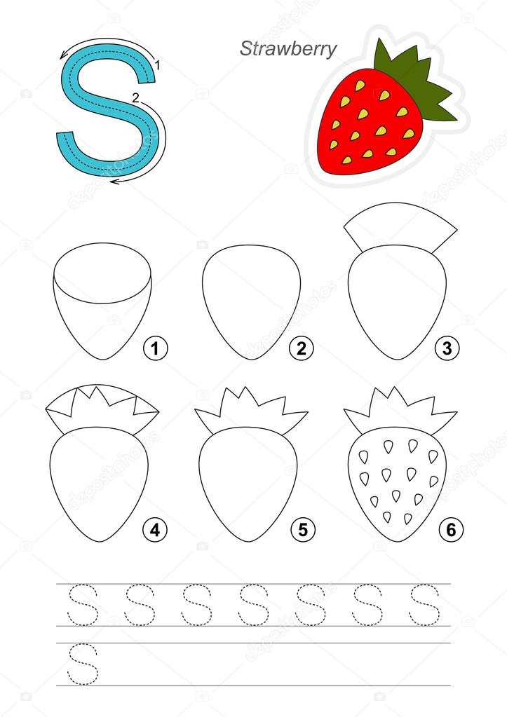 Drawing Tutorial Game For Letter S The Strawberry Stock