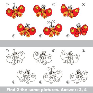 Görsel oyun. Kelebekler gizli çift bulmak.