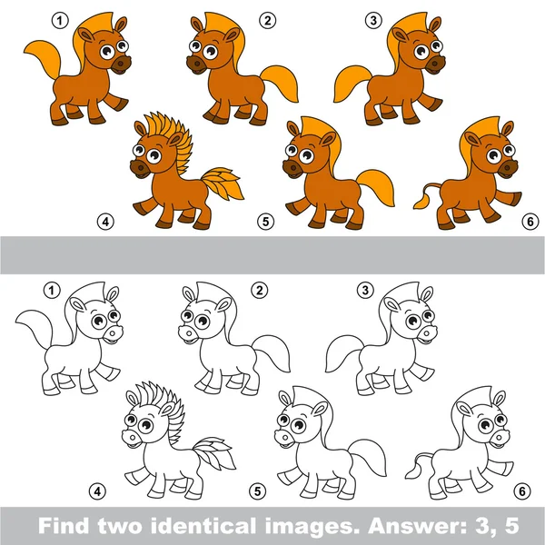 Permainan visual. Cari beberapa kuda tersembunyi. . - Stok Vektor