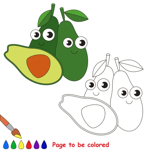 Avocado cartoon. Page to be colored. — Stock Vector