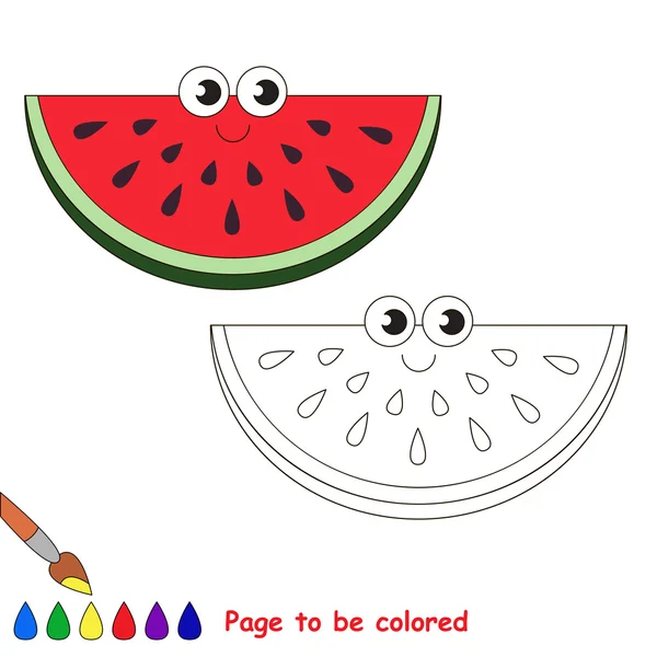 Watermelon slice cartoon. Page to be colored. — Stock Vector