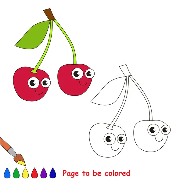 Cartone animato Red Cherry. Pagina da colorare . — Vettoriale Stock