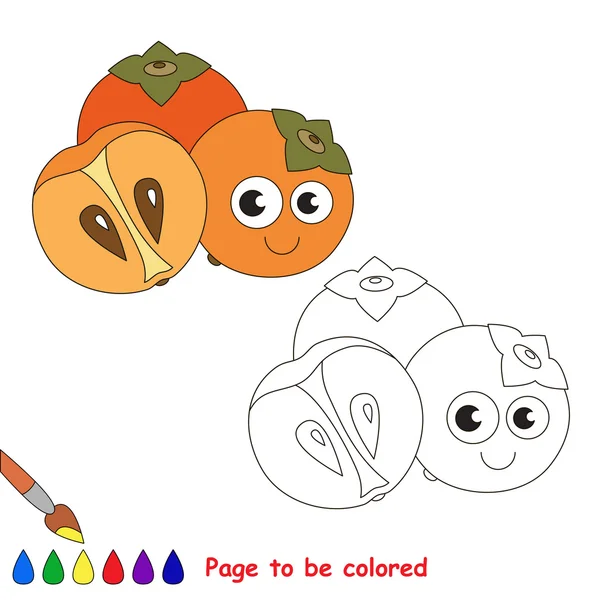 Zoete persimmon cartoon. Pagina die moet worden gekleurd. — Stockvector