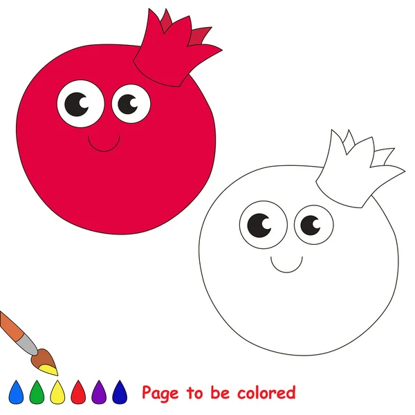 Funny granatäpple tecknad. Sida som ska färgas. — Stock vektor