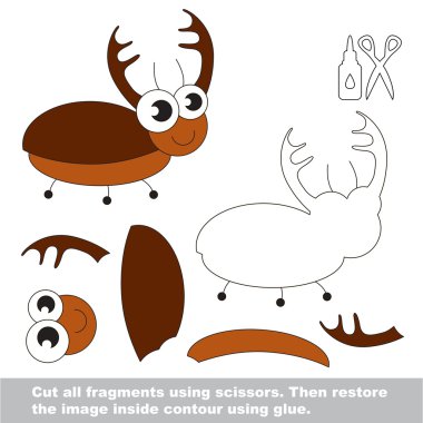 Kağıt çocuk oyunu. Büyük kahverengi hata ile çocuklar için kolay uygulama.