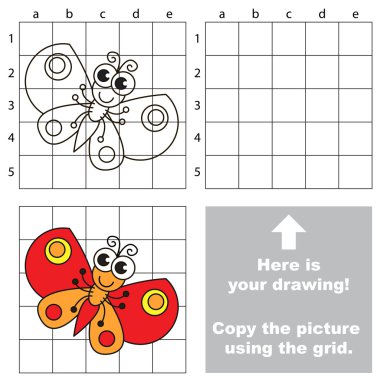 Kılavuz kullanarak görüntüyü kopyalayın. Kelebek.