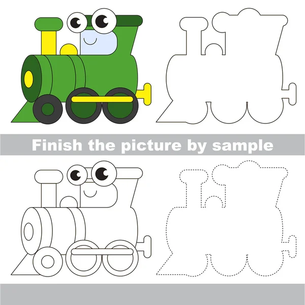 Green Locomotive. Drawing worksheet. — Stock Vector