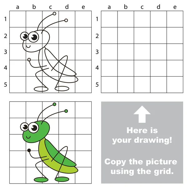Скопируйте изображение с помощью сетки. Кузнечик . — стоковый вектор