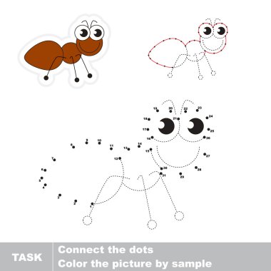 Sevimli karınca. Vektör numaraları oyunu.