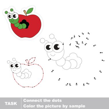 Worm and apple. Vector numbers game.