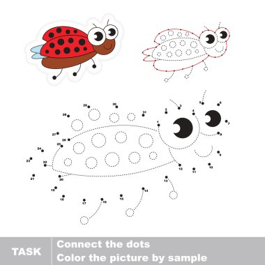 Uğur böceği. Vektör sayı oyunu.