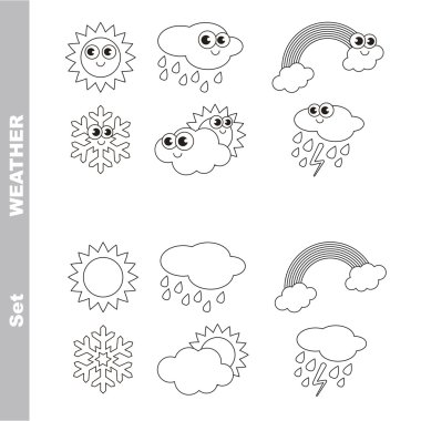 Farklı weathers karikatür. Renkli sayfa.