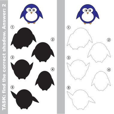 Sevimli penguen. Doğru doğru gölgeyi bulma.