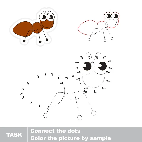 La formica carina. Gioco di numeri vettoriali . — Vettoriale Stock