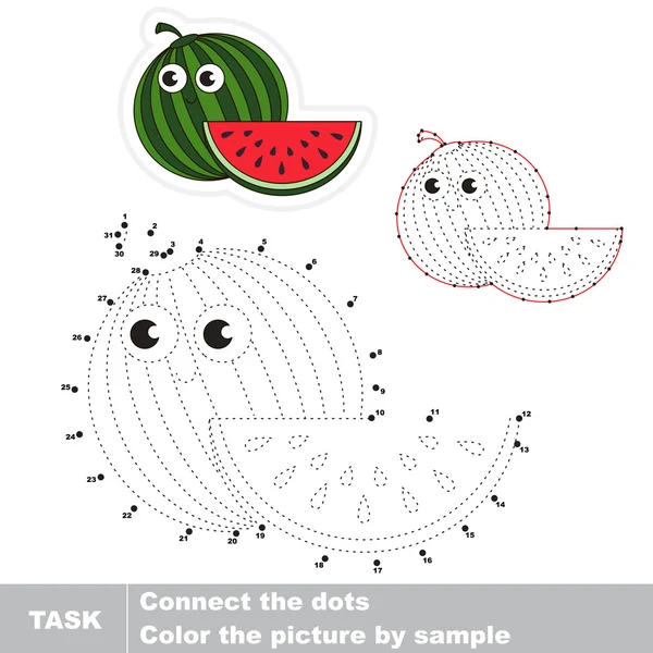 Grappige watermeloen. Vector nummers spel. — Stockvector