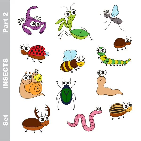 Pequeños insectos lindo conjunto colorido . — Archivo Imágenes Vectoriales