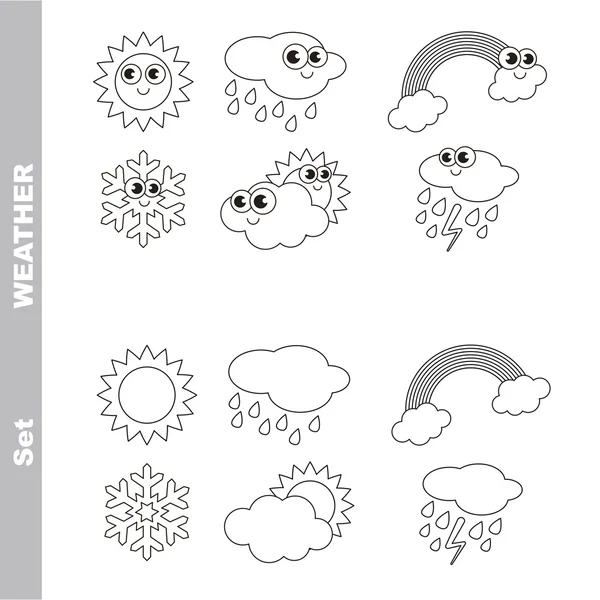 Diferentes dibujos animados de meteoritos. Página a colorear . — Vector de stock