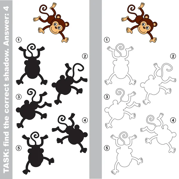 El acróbata mono. Encontrar verdadera sombra correcta . — Archivo Imágenes Vectoriales